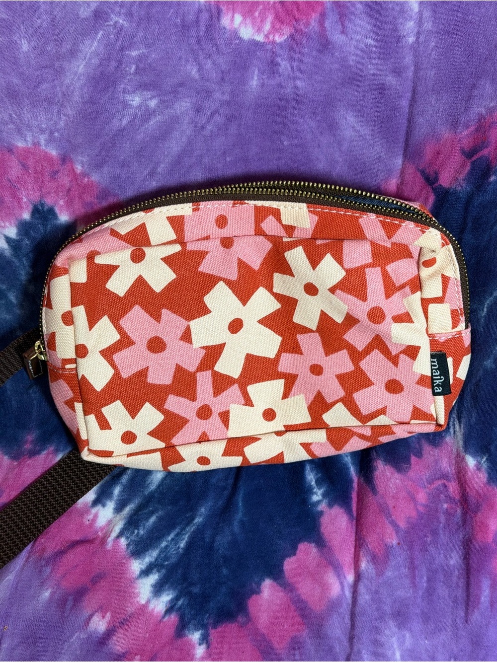 Maika Pink, Red & Cream Floral Crossbody Pouch
